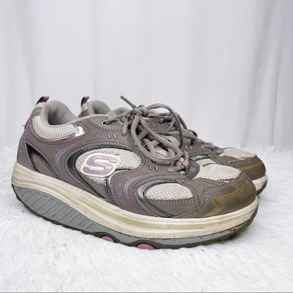 SKECHERS / Shape Ups gray pink fitness sneakers - Picture 1 of 9